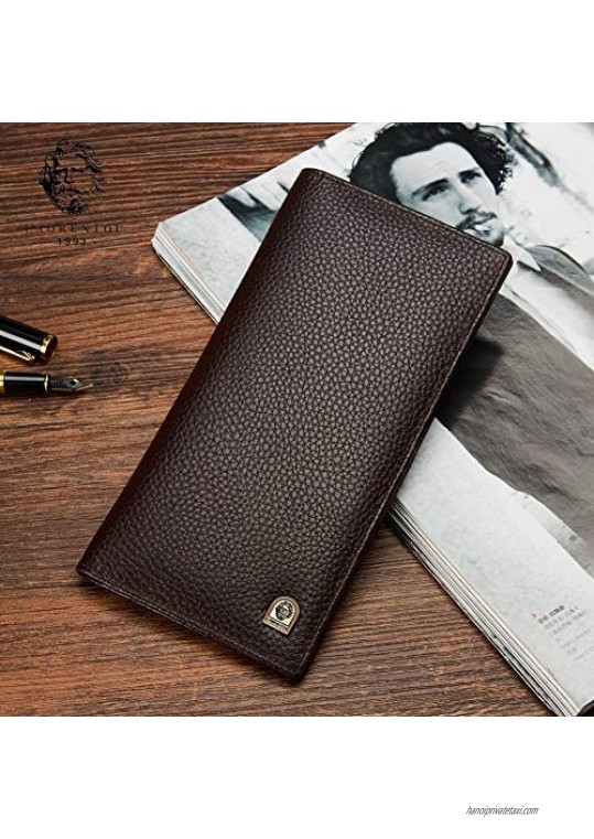 LAORENTOU Bifold Leather Wallets for Men Genuine Cow Leather Gift Box Packing Card Holders Men's Slim Wallet Mens Long Purses Gift for Father day
