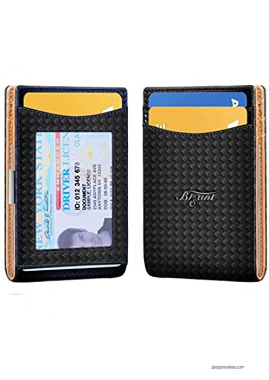 Men Wallet Money Clip Bigant Front Pocket Slim Wallet 9 Cards 2 ID Slot RFID Blocking Gift Boxed
