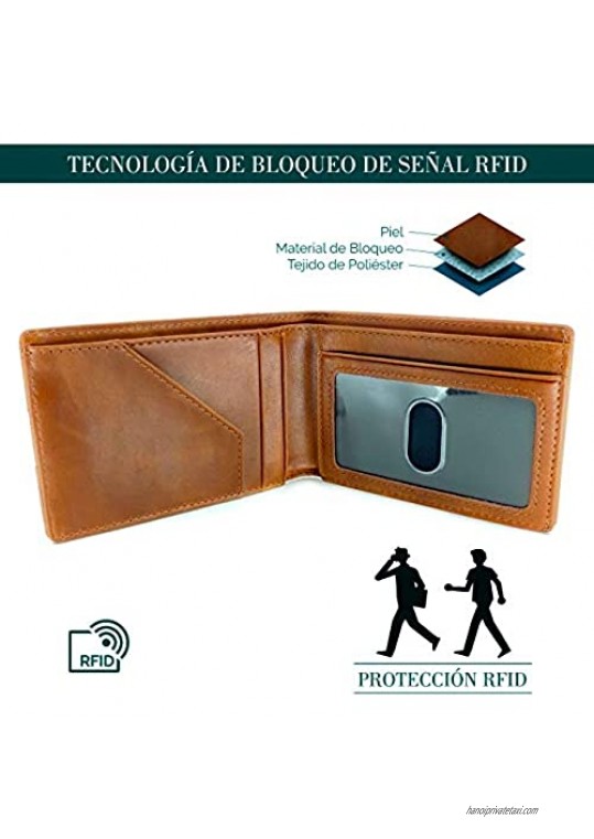 Men's Slim Minimalist RFID Blocking Genuine Leather Wallet for Men Modern Slim Design Caramel Coffee S