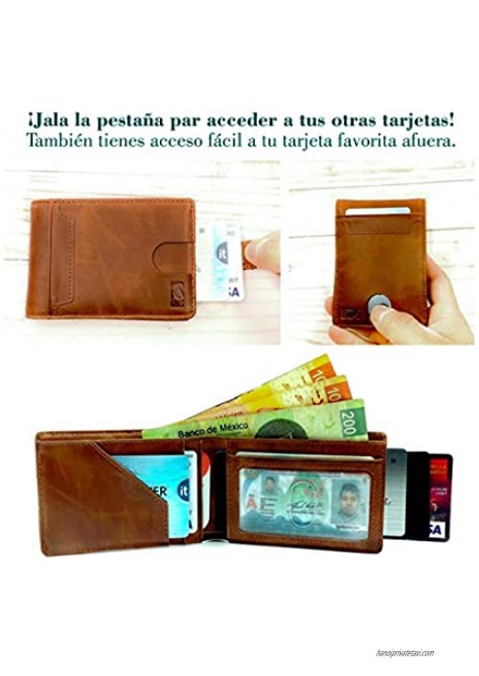 Men's Slim Minimalist RFID Blocking Genuine Leather Wallet for Men Modern Slim Design Caramel Coffee S