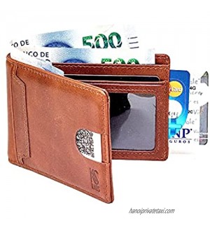 Men's Slim Minimalist RFID Blocking Genuine Leather Wallet for Men  Modern Slim Design  Caramel Coffee  S