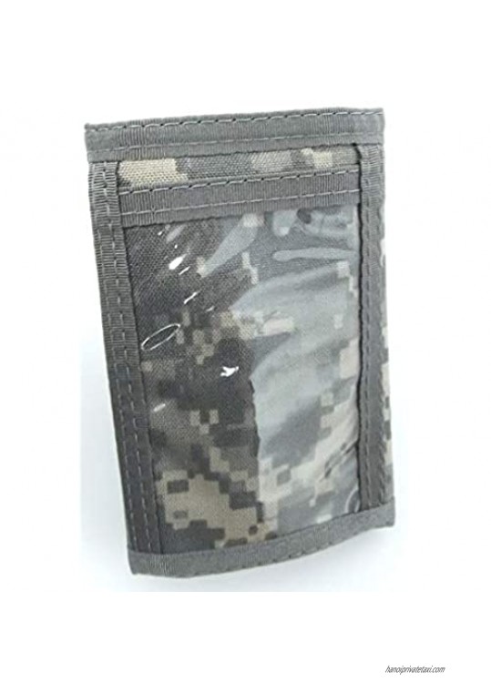 Military Camouflage Trifold ID Wallet. Outside & Inside ID Hook n Loop. USA Made (ACU)
