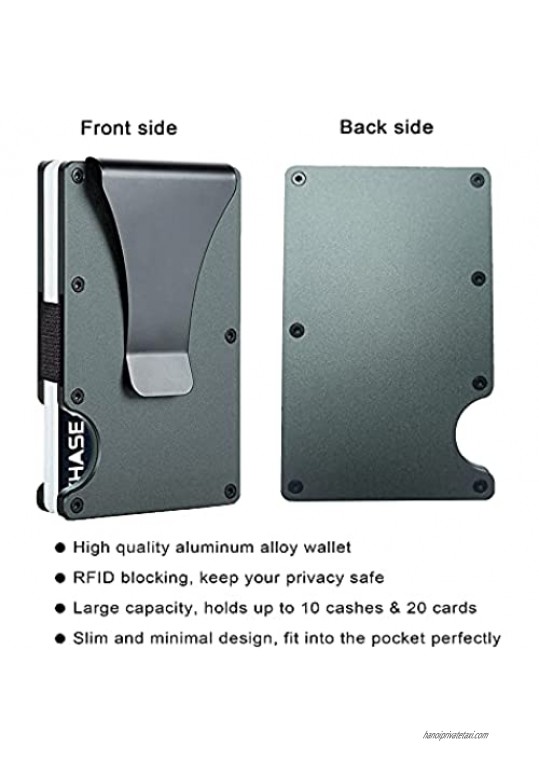 Minimalist Metal Wallet with Money Clip - Slim Aluminum Credit Card Holder RFID Blocking Front Pocket Wallets for Men and Women