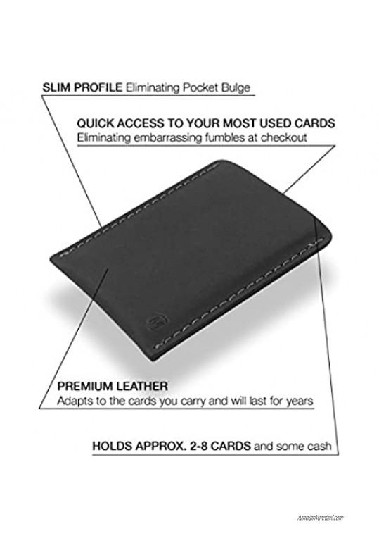 Modern Carry Leather Minimal Card Holder Minimalist Wallet for Men & Women Thin Credit Card Holder Small Business Card Holder Card Holder Wallet Front Pocket Card Wallet - Full Protection (Black)