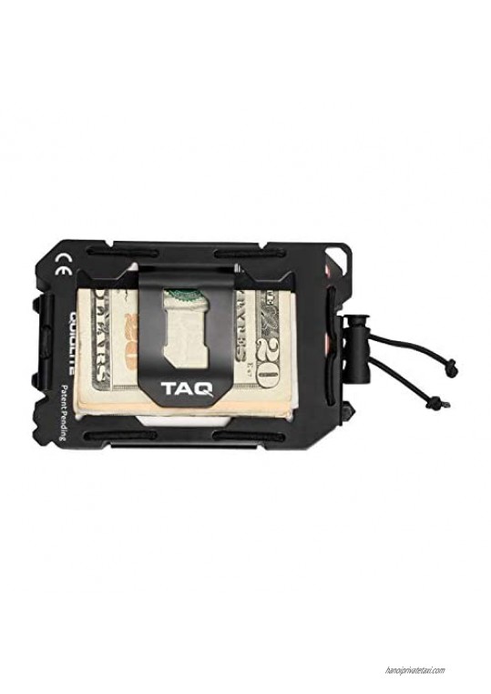 QUIQLITE TAQ Wallet Minimalist Tactical Wallet with Integrated USB Rechargeable 75-150 lumens LED Flashlight (RIFD Blocking)