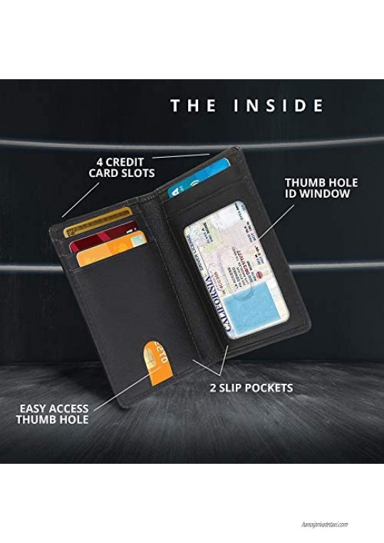 REAL LEATHER Slim Wallets For Men - Minimalist Card Holder Bifold Mens Wallet Front Pocket RFID Blocking Thin Travel