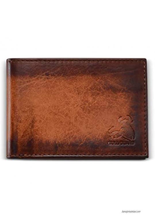 RFID Bifold Wallets for Men Slim Full Grain Leather Vintage Brown - Premium Security Mens Wallet Minimalist Design With 7 Credit Card Slots 1 ID Window and Cash Pocket