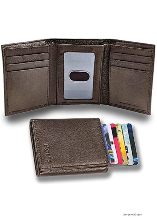 Rolfs Trifold Wallets for Men RFID Blocking Genuine Leather Brown Men Wallet 4 x 3.25 Inch Slim Compact and Lightweight