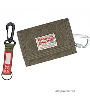 Rough Enough Kids Wallet for Teen Boys Men Keychain Trifold Canvas Wallet