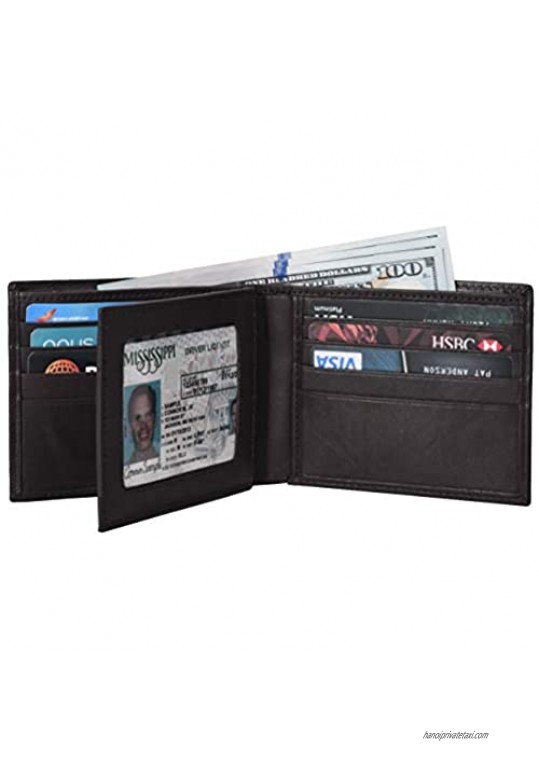 Rustic Ambrose Bifold RFID Leather Wallet with 13 card slots and 1 zip section and 2 currency slots