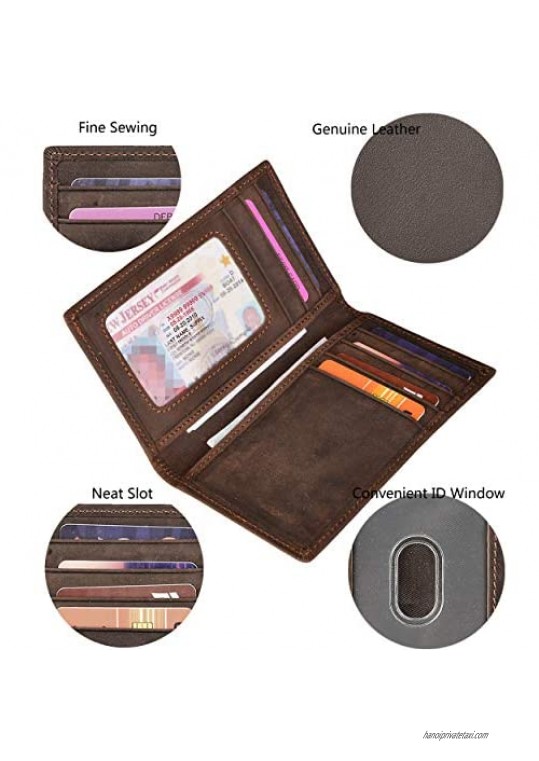 Slim Thin ID/Credit Card Holder RFID Genuine Leather Bifold Front Pocket Wallet