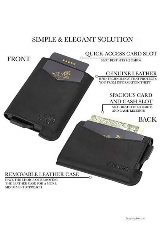 Smart Minimalist Wallet by Archaon – Modern RFID Leather Covered Slim Credit Card Holder Wallets for Men with Gift Box