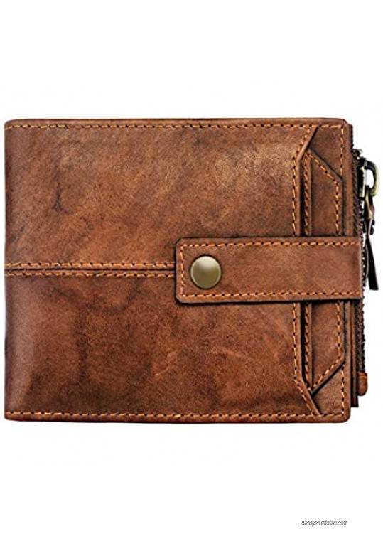 Spiffy Brown Genuine Hunter Leather Wallet For Men With Detachable Credit Card Holder For Men