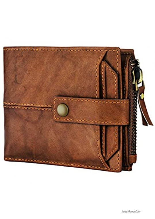 Spiffy Brown Genuine Hunter Leather Wallet For Men With Detachable Credit Card Holder For Men