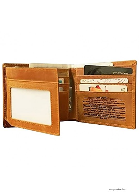 To My Husband Wallet Engraved with Love Saying Trifold Wallet to My Love Wife to Husband Custom Gifts