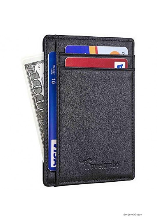 Travelambo RFID Front Pocket Minimalist Slim Wallet Genuine Leather Small Size