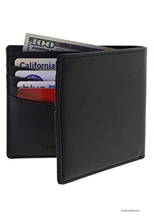 Vegan Wallet for Men Bifold Black RFID Blocking Non Leather Cruelty Free Credit Card Holder Faux Leather