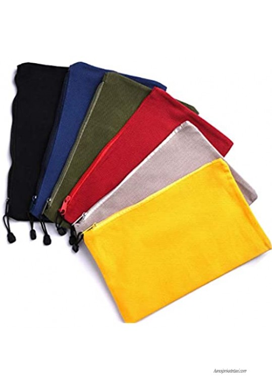 7 Pack Canvas Tool Bags Heavy Duty 16 oz. Canvas Tool Multipurpose Zipper Tool Pouch