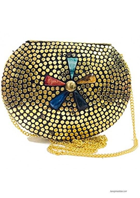 Christmas Gift Ethnic purse women/Girl Bridal Bag cross body party metal clutch