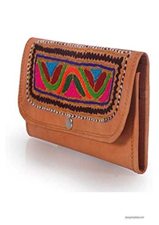 creative art & craft Women Clutch Wallet Genuine Leather Brown new purse