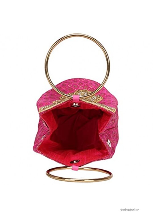 Fantastic Indian Women's Embroidery Double Handle Potli Bag