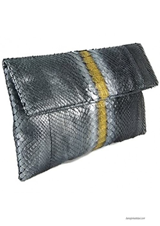 Genuine Python Leather Classic Foldover Clutch Bag