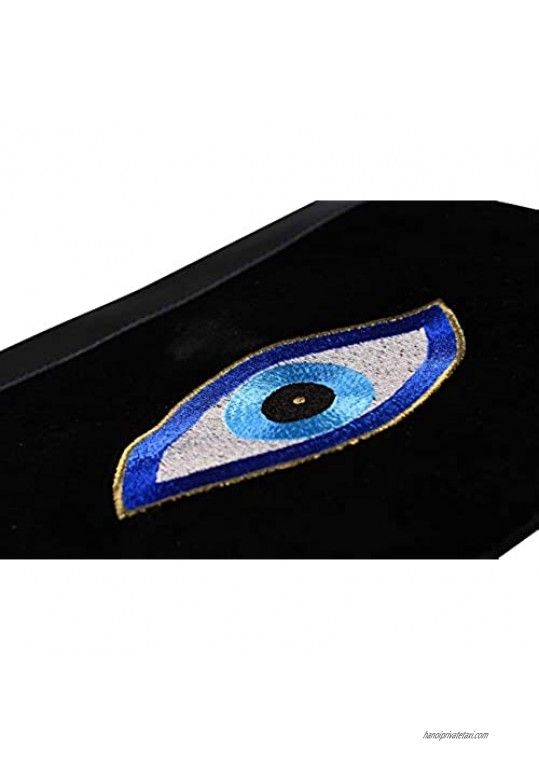 KarensLine Handmade Evil Eye Embroidery Black Velvet Clutch Bag Eyes of RA Beach Summer Style Medium