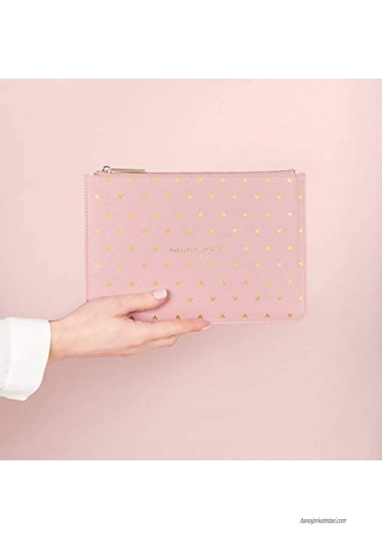 Katie Loxton Gold Print Fabulous Friend Womens Medium Vegan Leather Clutch Perfect Pouch Pink