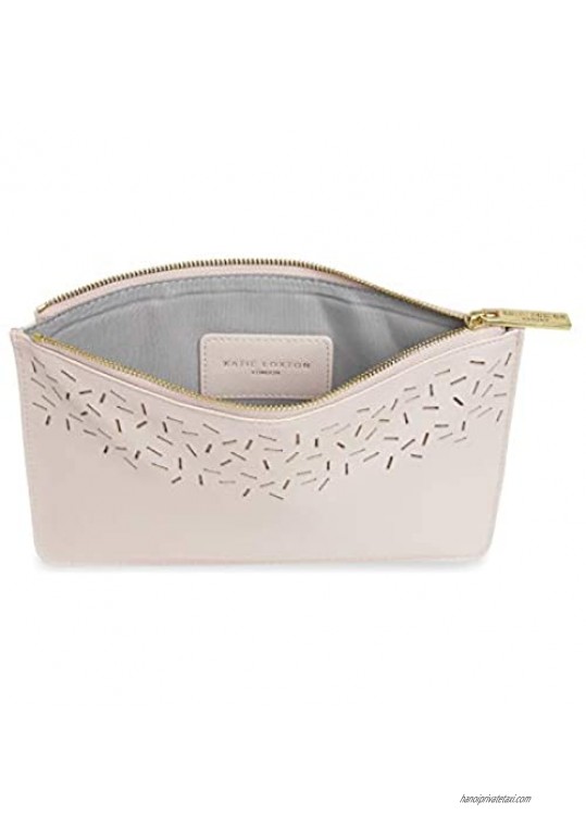 Katie Loxton Laser Cut-Out Womens Vegan Leather Clutch Perfect Pouch Nude Pink