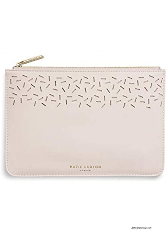 Katie Loxton Laser Cut-Out Womens Vegan Leather Clutch Perfect Pouch Nude Pink
