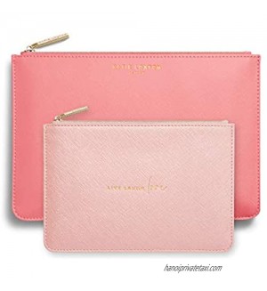 Katie Loxton Live Laugh Love Women's Vegan Leather Clutch Perfect Pouch Boxed Set of 2 Oyster Pink