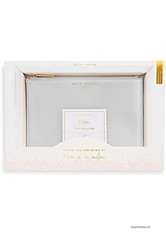 Katie Loxton Mom in a Million on Light Blue Womens Boxed Perfect Pouch & Charm Bracelet 2 Piece Set