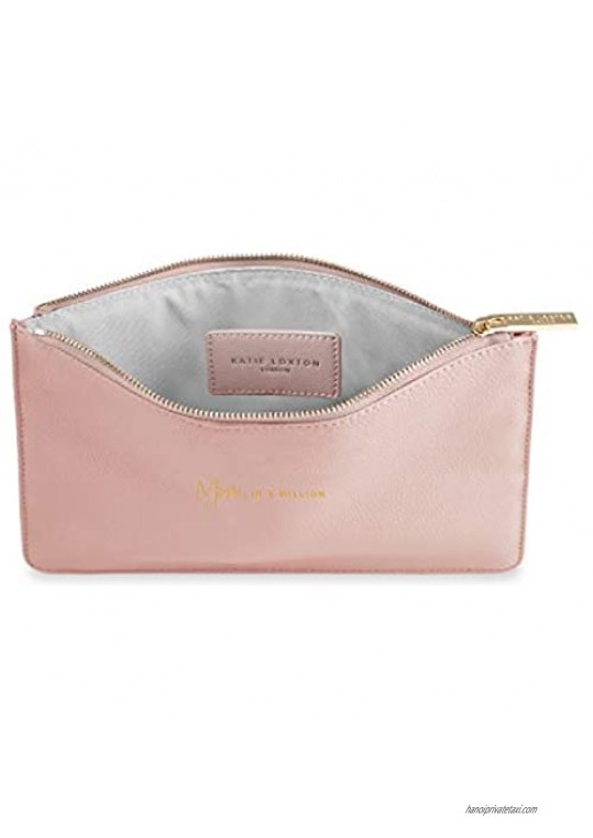 Katie Loxton Mom In A Million Women's Medium Vegan Leather Clutch Perfect Pouch Pale Pink