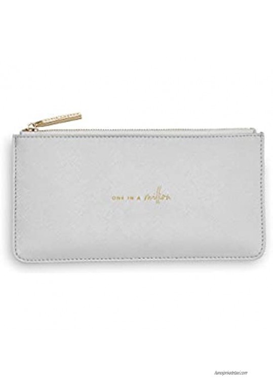 Katie Loxton One In A Million Womens Large & Slim Vegan Leather Clutch Perfect Pouch Boxed 2 Piece Set Pale Grey