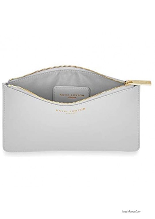 Katie Loxton One In A Million Womens Large & Slim Vegan Leather Clutch Perfect Pouch Boxed 2 Piece Set Pale Grey