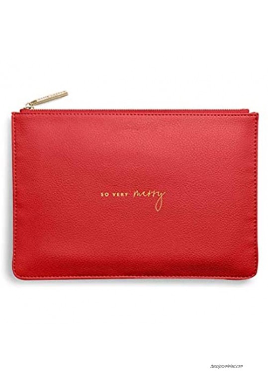 Katie Loxton So Very Merry Womens Medium Vegan Leather Clutch Sentiment Perfect Pouch Red
