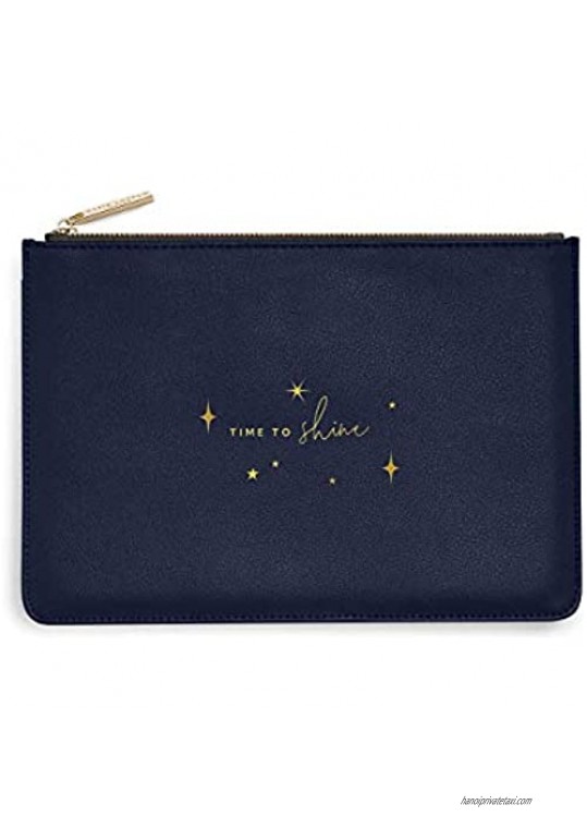 Katie Loxton Time to Shine Womens Medium Vegan Leather Clutch Sentiment Perfect Pouch Metallic Navy