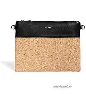 Pixie Mood Nicole Cork Black 11 x 8 Soft Vegan Leather Convertible Clutch Bag