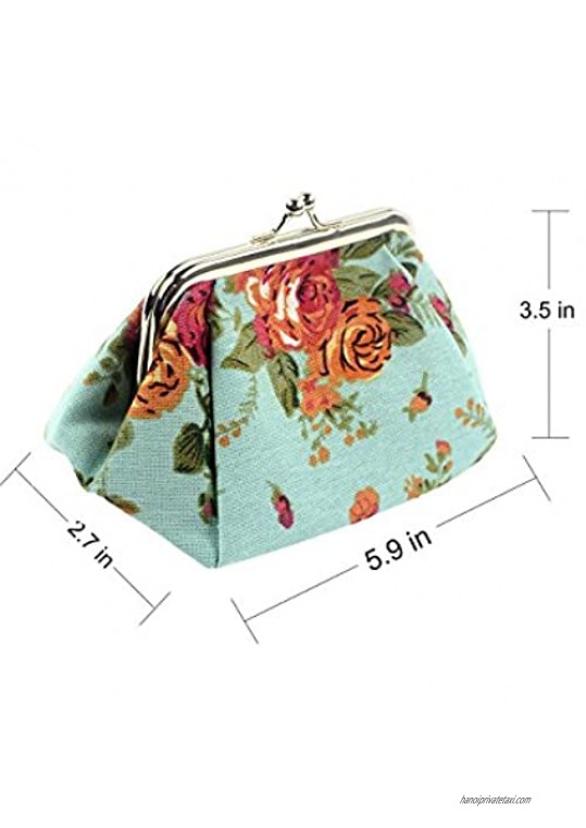 POPUCT Women's Flower Pattern Buckle Coin Purse Clutch Handbag