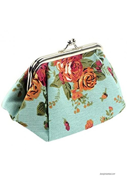 POPUCT Women's Flower Pattern Buckle Coin Purse Clutch Handbag