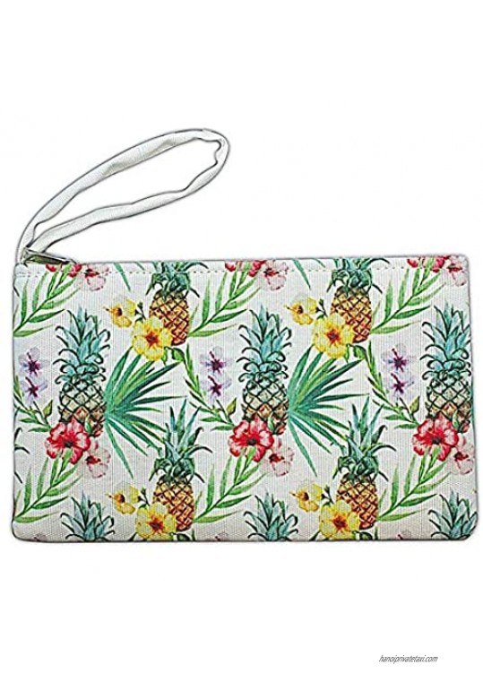 Tropical Clutch Bag Pineapple Hibiscus