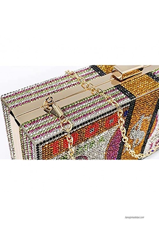 Women's Money Clutch Purse Rhinestone Bling Glitter Evening Handbag Dollar Crossbody Shoulder Bag