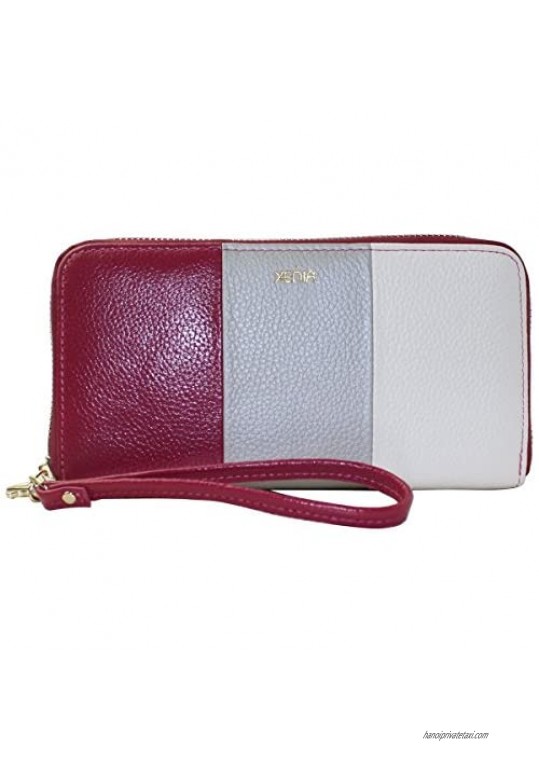 Xenia Style Zip Around Clutch Handbag/Wallet/Purse  Pink/Gray/White