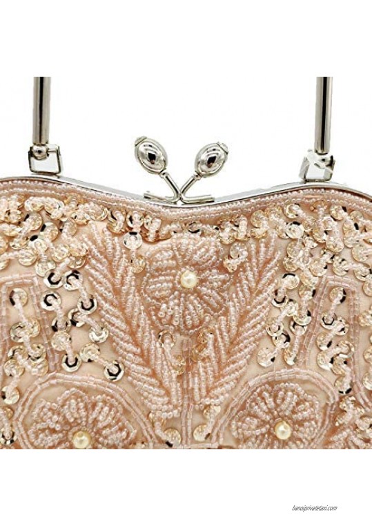 Beaded Sequin Flower Evening Purses and Clutches for Women Formal Handbags