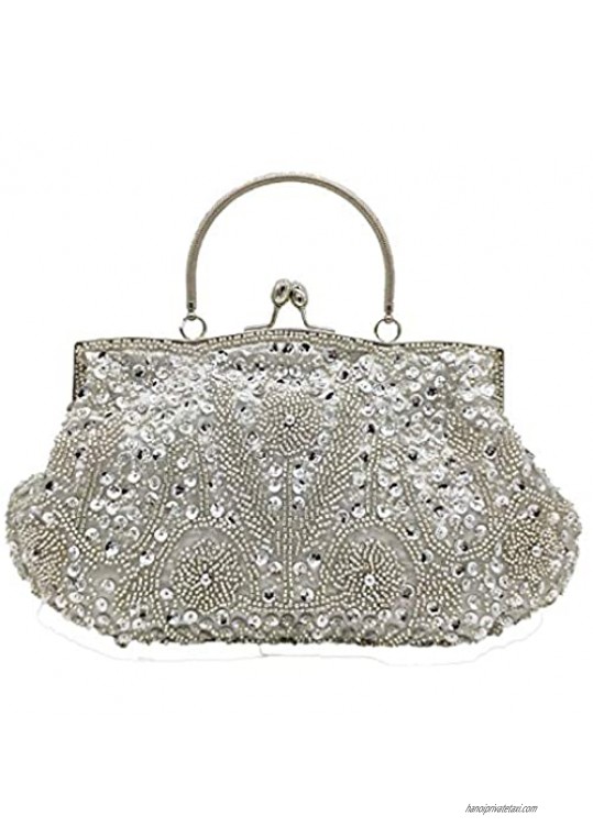 Elegant Evening Handbags Sequin Beaded Purses for Women Vintage Wedding Bag