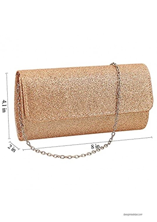Gabrine Womens Evening Shoulder Bag Handbag Clutch Shiny Sequins for Wedding Party(Champagne)