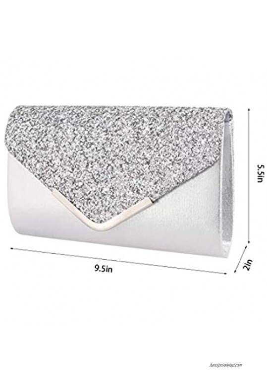 Gabrine Womens Shiny Sequins Evening Bag Envelop Bag Handbag Clutch Purse for Wedding Party Prom