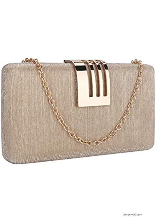 JIYINGDUO Women Evening Envelope Handbag Party Bridal Clutch Purse Shoulder Cross Body Bag (Gold)