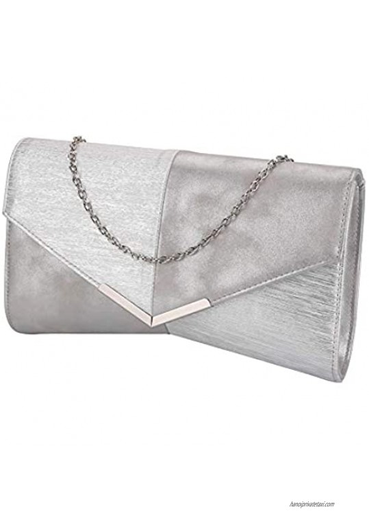 JIYINGDUO Womens Envelope Clutch Purses Evening Bag Handbags for Wedding and Party Clutch Purse (Silver)