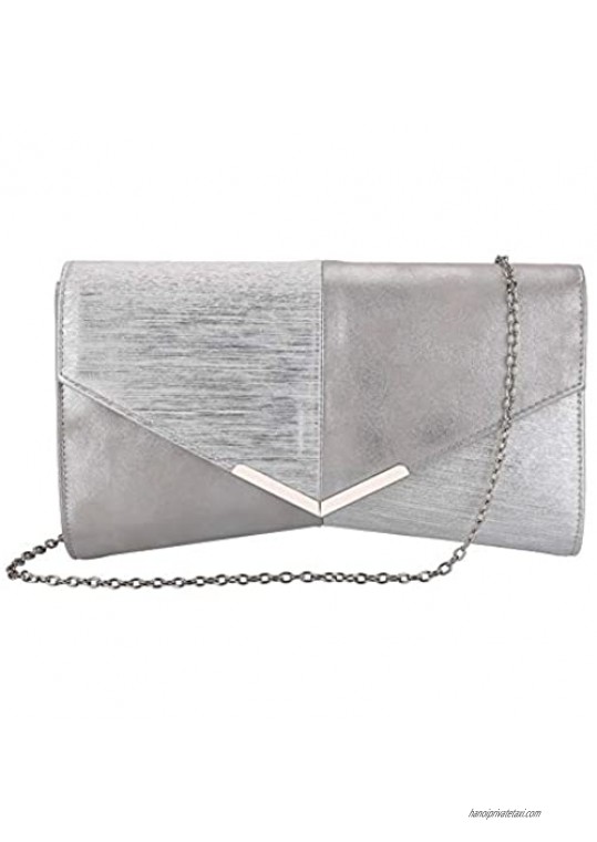 JIYINGDUO Womens Envelope Clutch Purses Evening Bag Handbags for Wedding and Party Clutch Purse (Silver)